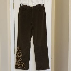 Talbots Stretch Coudoroy Embroidered Pants